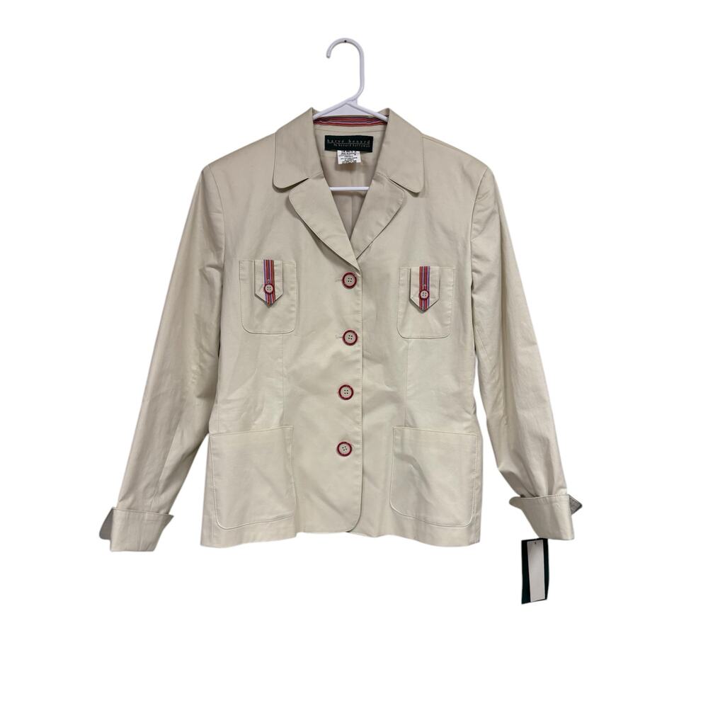 NWT Harve Benard khaki cream button blazer jacket cotton pockets 8